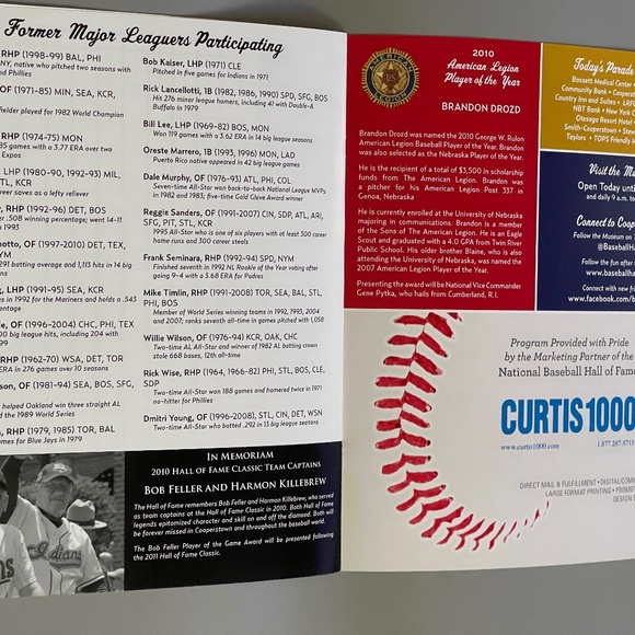 2011 Baseball Hall of Fame classic Program & Scorecard - Picture 5 of 5